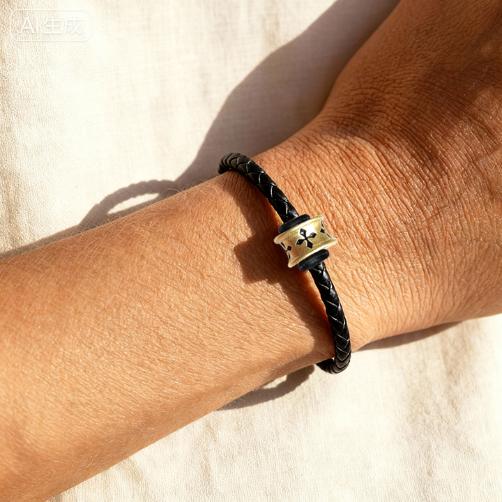 สร้อยข้อมือหนังวินเทจ Akashagarbha Infinite Strength