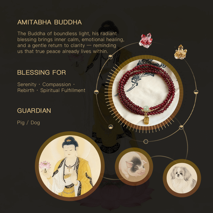 สร้อยข้อมือหินอเกตแห่งสันติภาพและความชัดเจนของอมิตาภะ